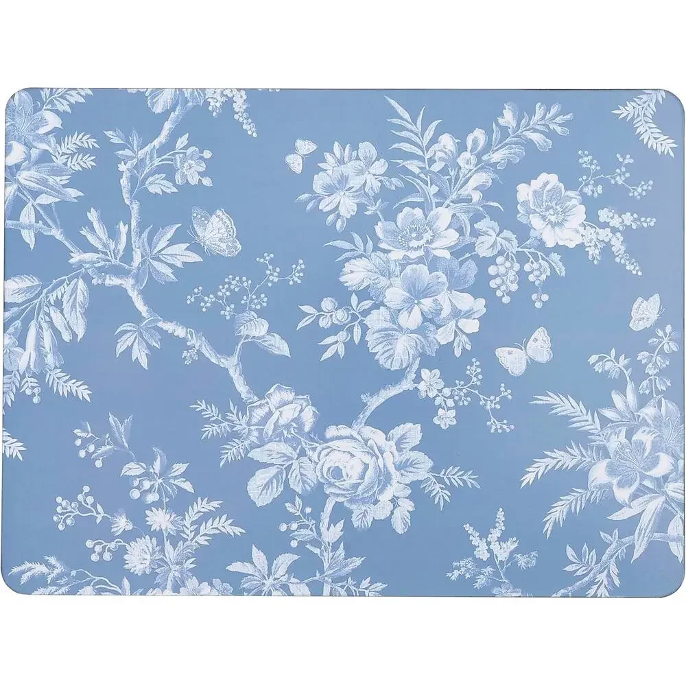 Laura Ashley Cork Placemats 12x16 Blue & White Spring Floral Set of 4 NEW